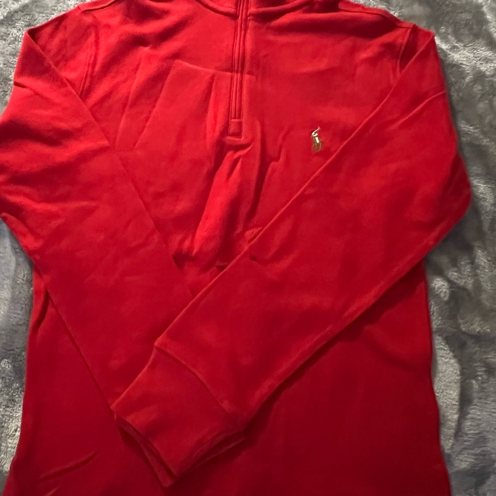 Ralph Lauren Red Long Sleeve Polo Quarter-Zip